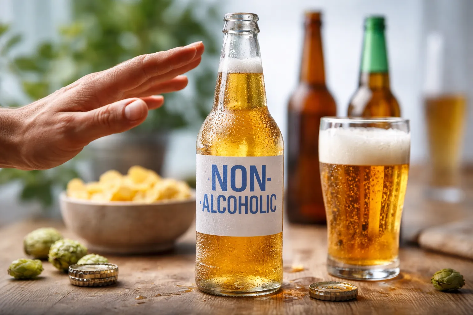 Мужчина с бутылкой безалкогольного напитка